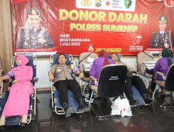 HUT Bhayangkara ke-77, Polres Sumenep Bersama Kodim 0827 Serta Bhayangkari Gelar Donor Darah