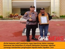 Bangun Sinergitas, Polres Sumenep Beri Penghargaan Pada Kades Sapeken “Joni Junaidi”
