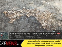 Baru Seumur Jagung, Pengaspalan Jalan di Desa Sera Tengah Bluto Sumenep Rusak Parah