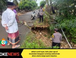 Cuaca Ekstrem, Luapan Air Mengakibatkan Jalan Raya di Kangayan Sumenep Ambruk
