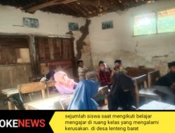 Gedung Sekolah di Lenteng Barat Sumenep Rusak Parah, Terpaksa Siswa Belajar Diluar Kelas